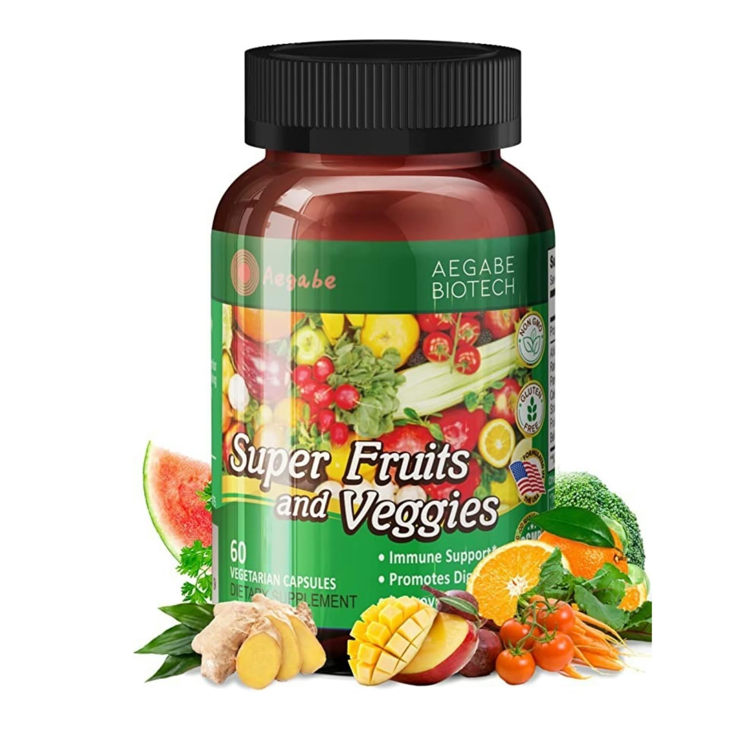 aegabe Super Fruits and Veggies Supplement, 60 Capsules