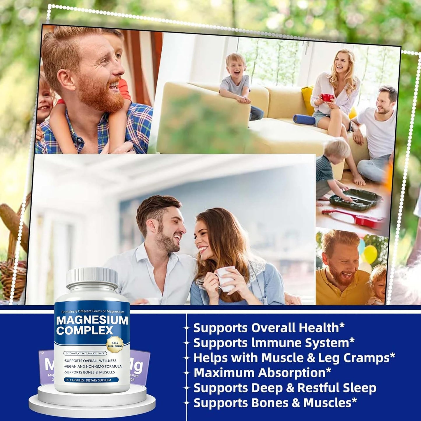 OFHOFH Magnesium Complex Supplement 8 Elemental Magnesium Glycinate, Citrate, Malate, Oxide Capsule 90 Count