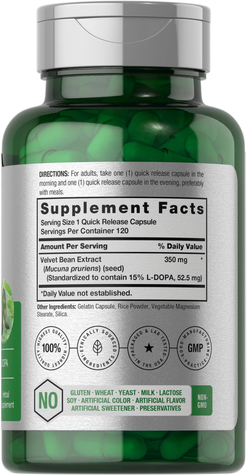 Horbäach Dopa Mucuna Supplement Capsules, 120 Count