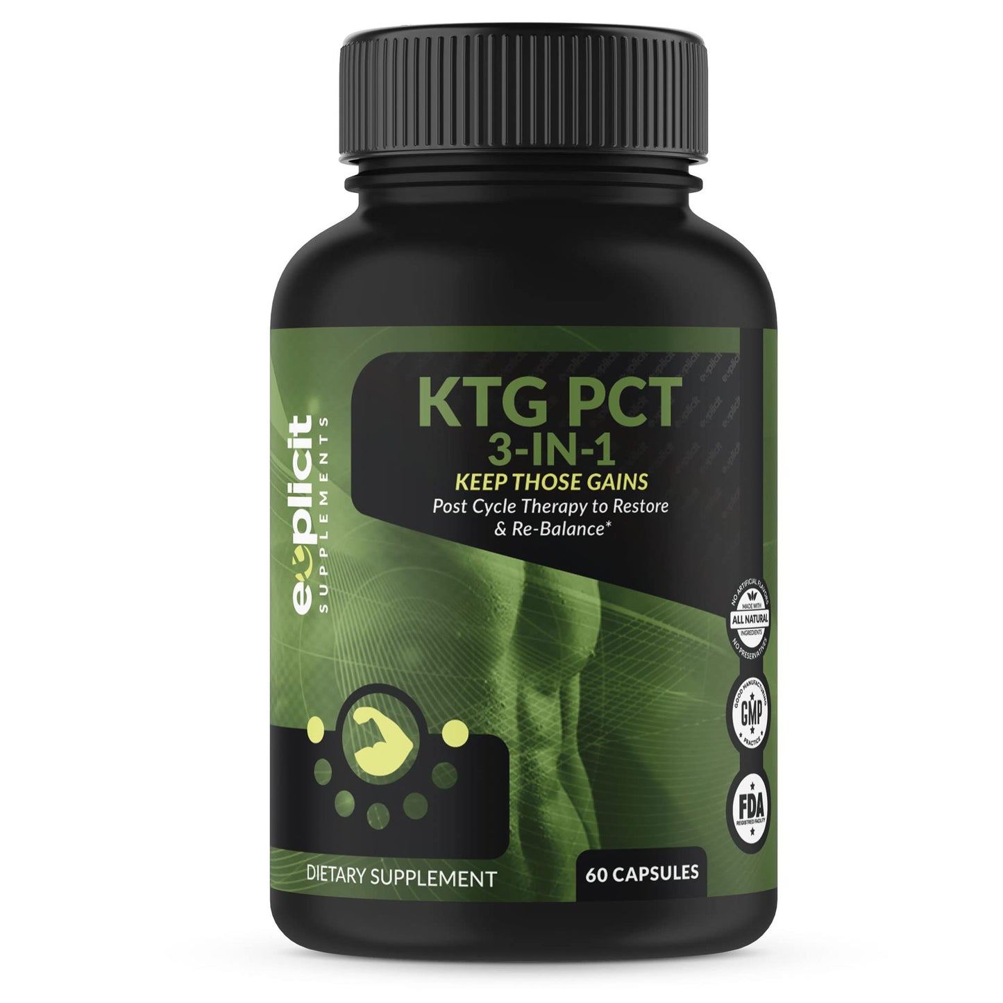 eXplicit Supplements Keep Those Gains PCT 3-in-1 - Post Cycle Therapy 60 Capsules