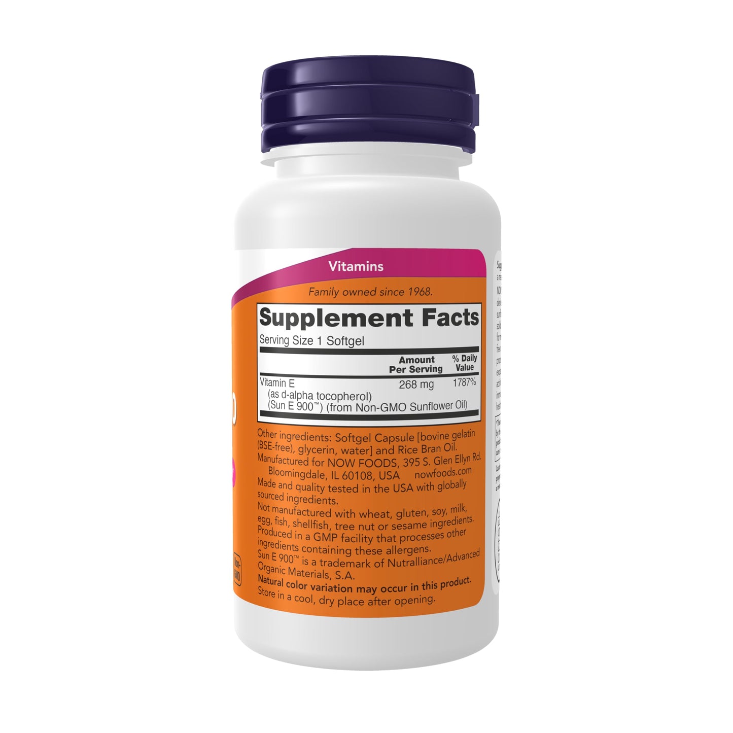 NOW Foods Sun-E 400 IU with d-alpha Tocopherol from Non-GMO Sunflower Oil Softgels, 60 Count