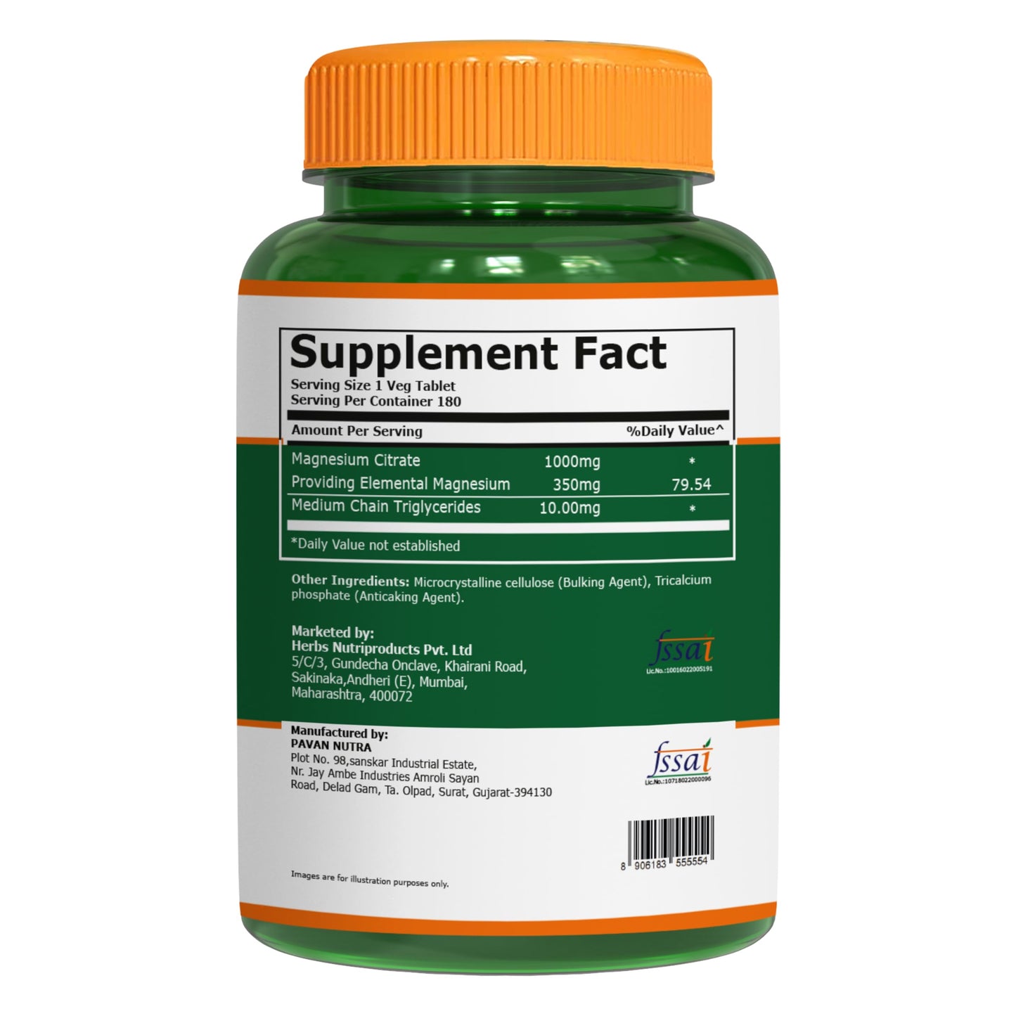Pure Nutrition Natural Treasures Magnesium Citrate Tablets, 350mg Elemental per Serving, 180 Tablets, Non-GMO