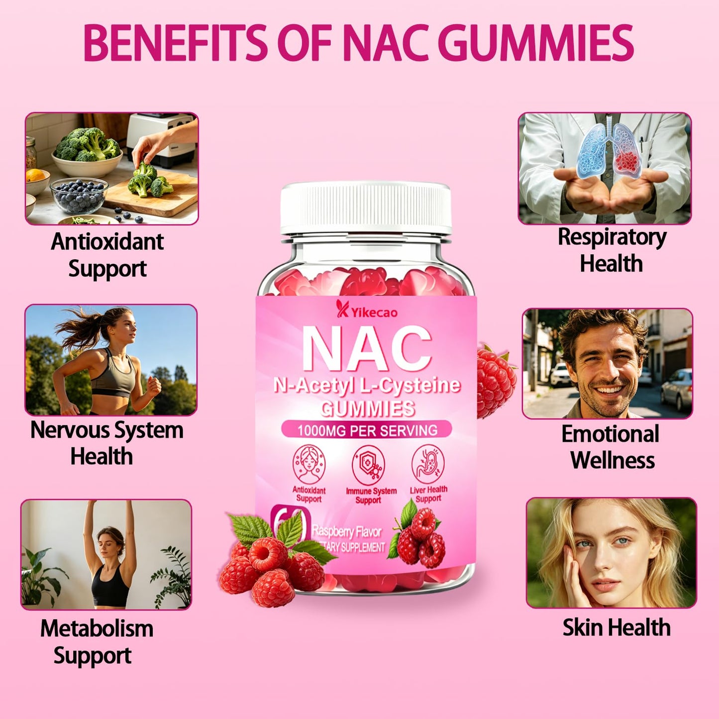 Yikecao NAC Gummies 60 Count
