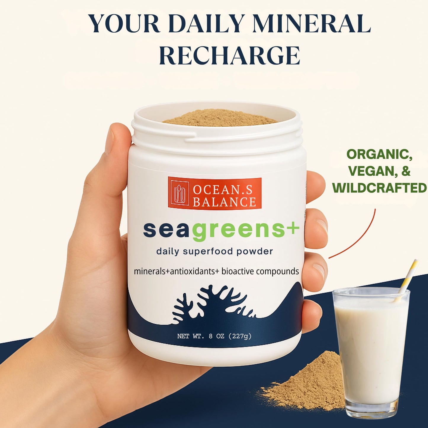 Ocean's Balance Clean Taste of Maine Seagreens+ Daily Superfood Powder 8 oz