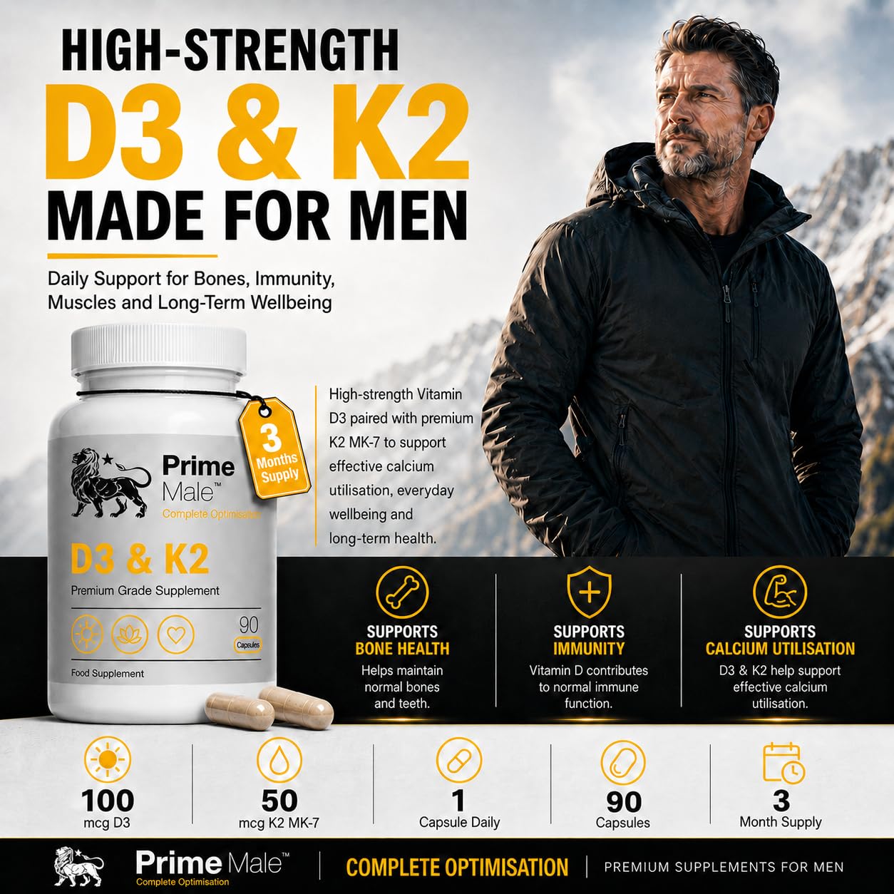Prime Male D3 & K2 Capsule, 1 Count