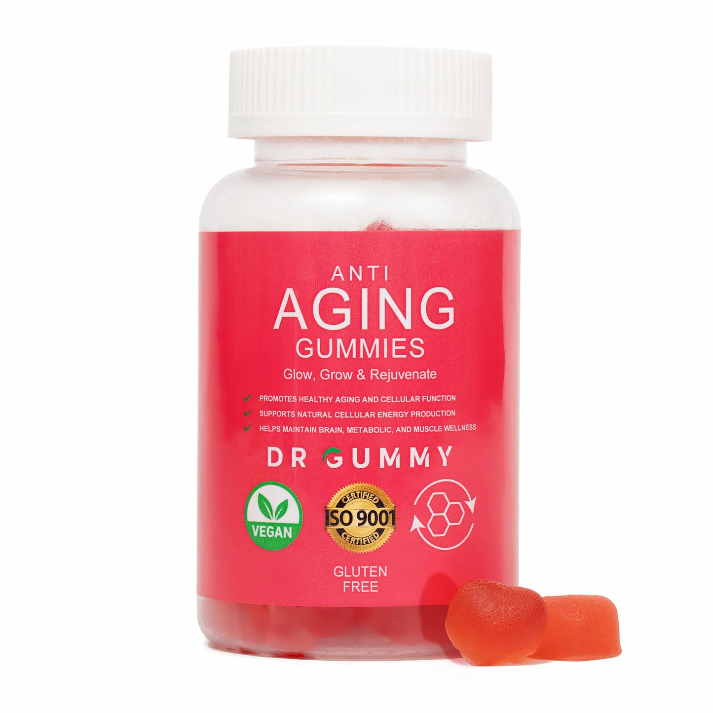DR GUMMY Anti-Aging Gummies with Nicotinamide Riboside (NR) – NAD⁺ Support for Cellular Energy & Mitochondrial Health – Metabolism & Vitality Support – Strawberry Flavor, 60 Gummies