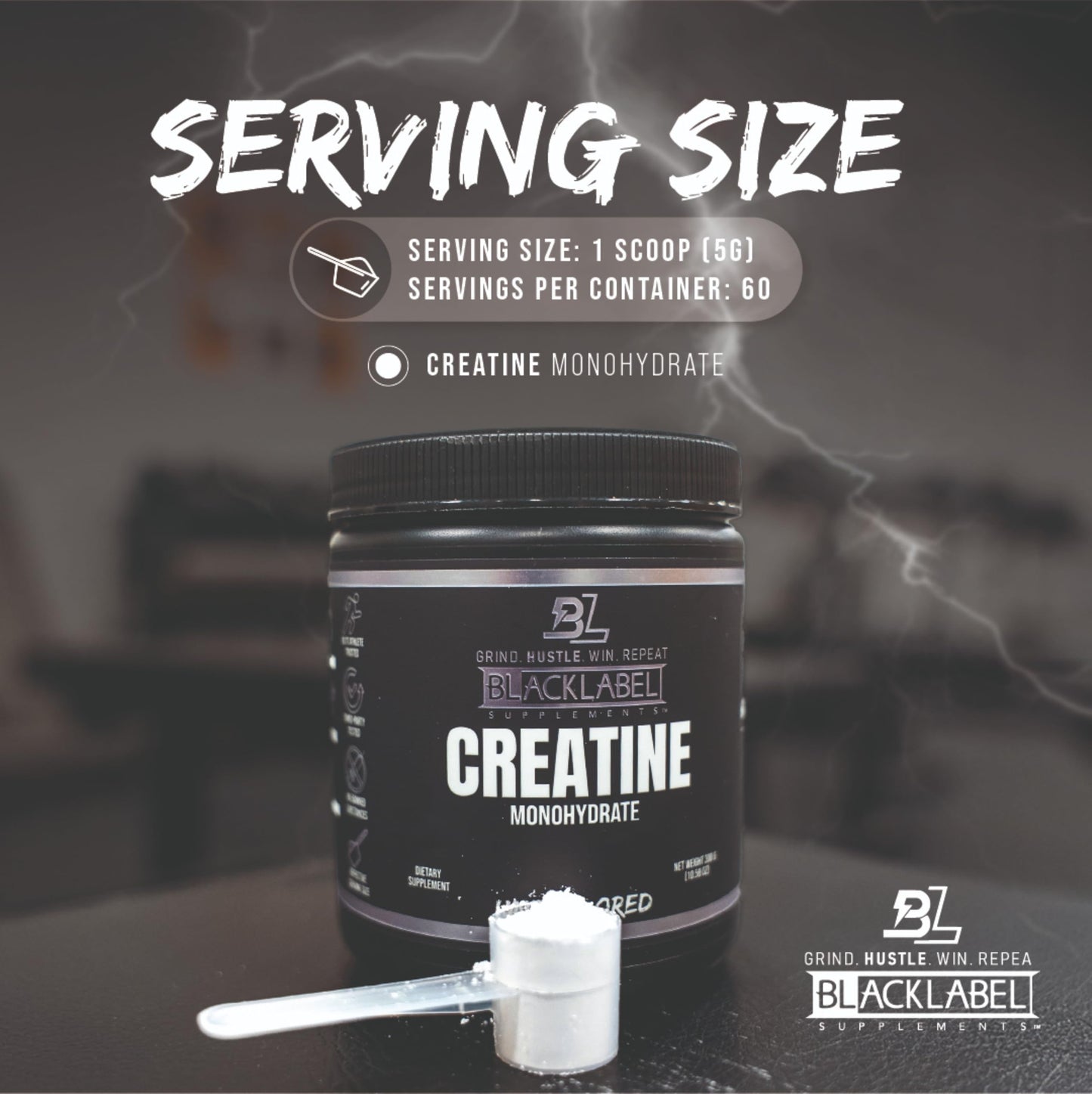 BLACKLABEL Supplements Creatine Monohydrate Powder 10.58 Ounce