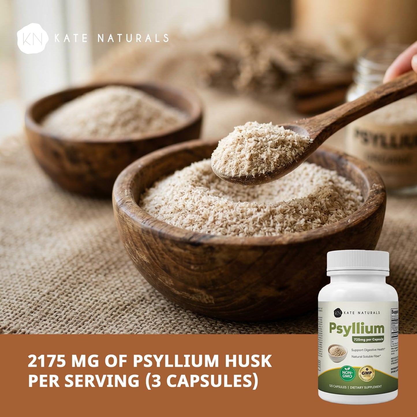 Kate Naturals Psyllium Husk 725mg 120 Capsules