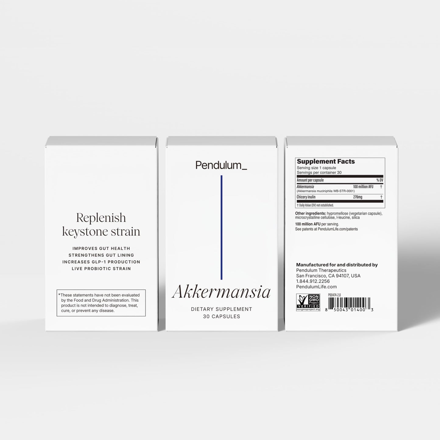 Pendulum Akkermansia Probiotic with Prebiotic Fiber Capsules 30