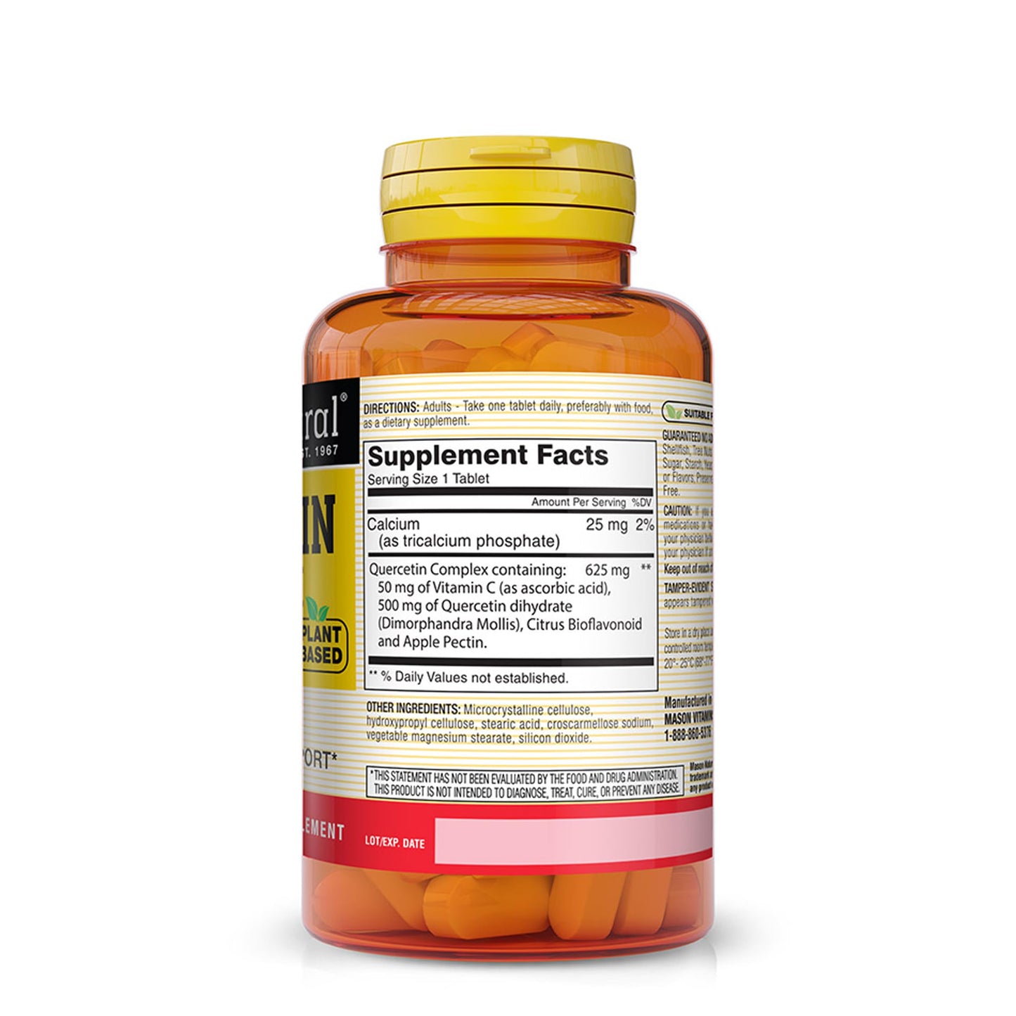 Mason Natural Plant Based Quercetin Complex 625 mg Tablets, 60 Count