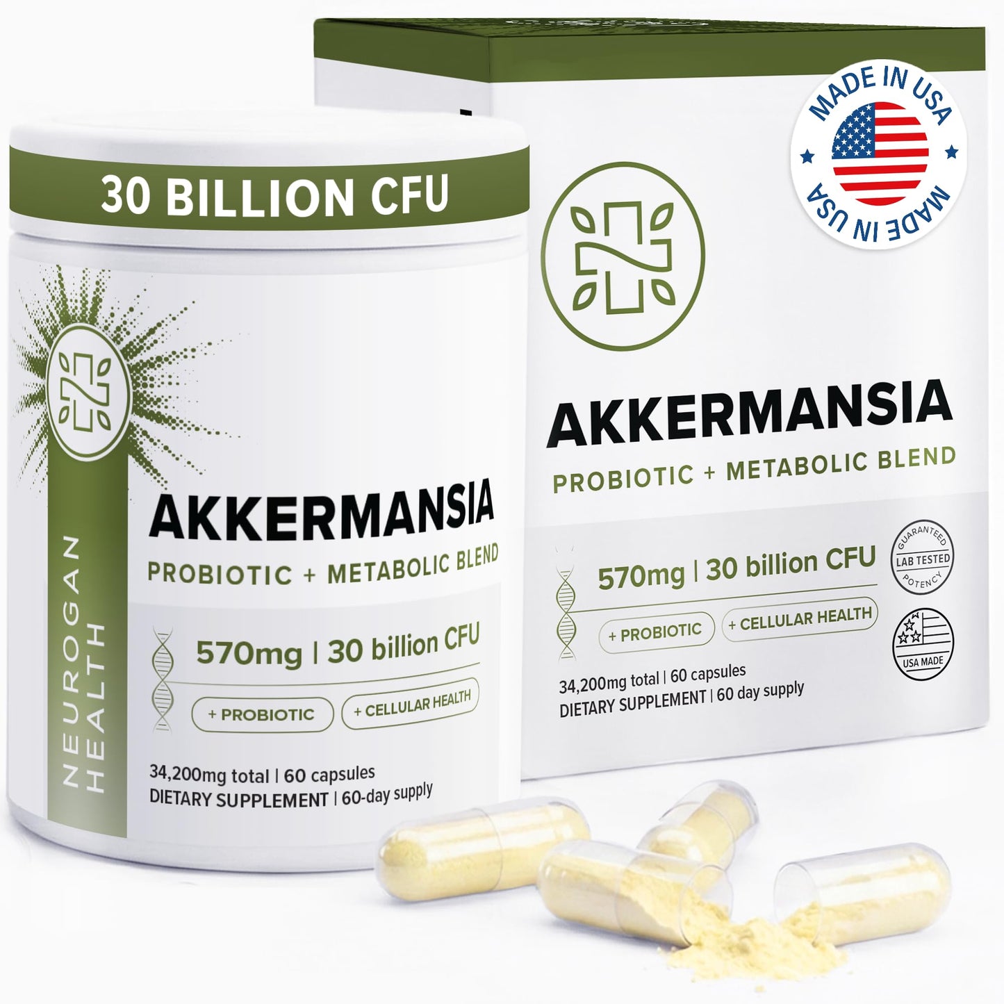 Neurogan Akkermansia Muciniphila Postbiotic - 30 Billion AFU Capsule 60 Count