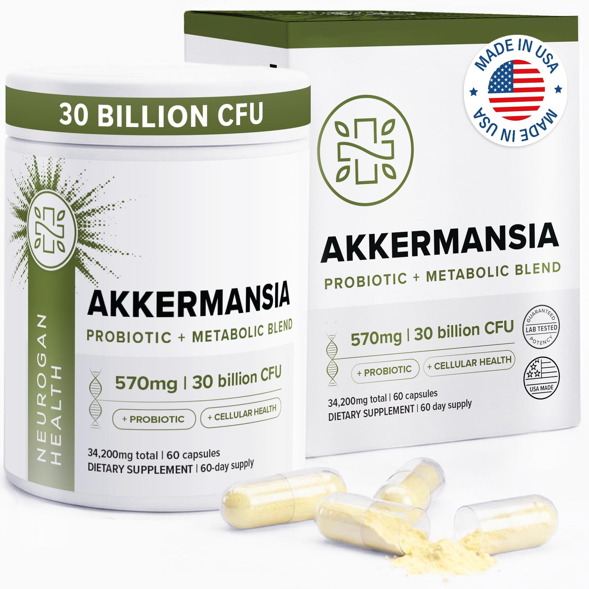 Neurogan Akkermansia Muciniphila Postbiotic - 30 Billion AFU Capsule 60 Count