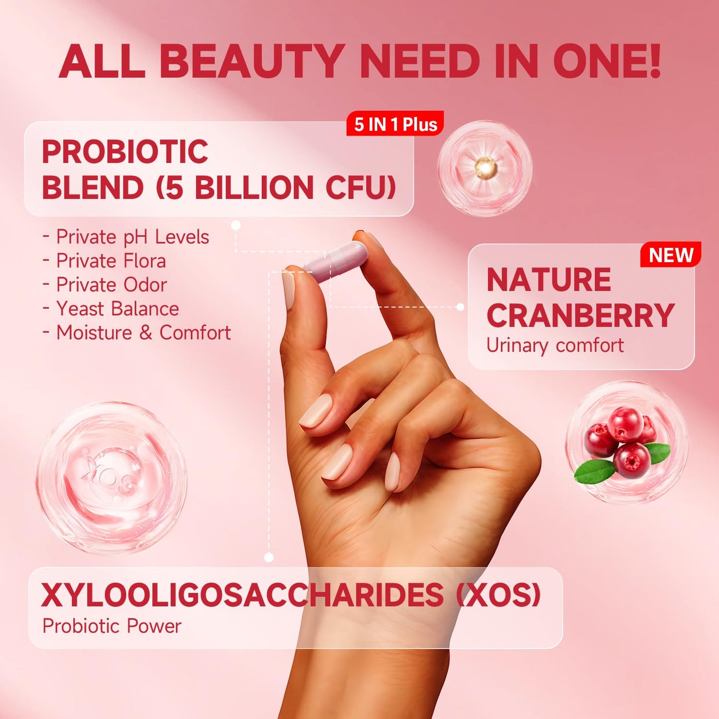 Quit mood Probiotics for Women Balance with Prebiotics and Cranberry Extract 60 Capsules