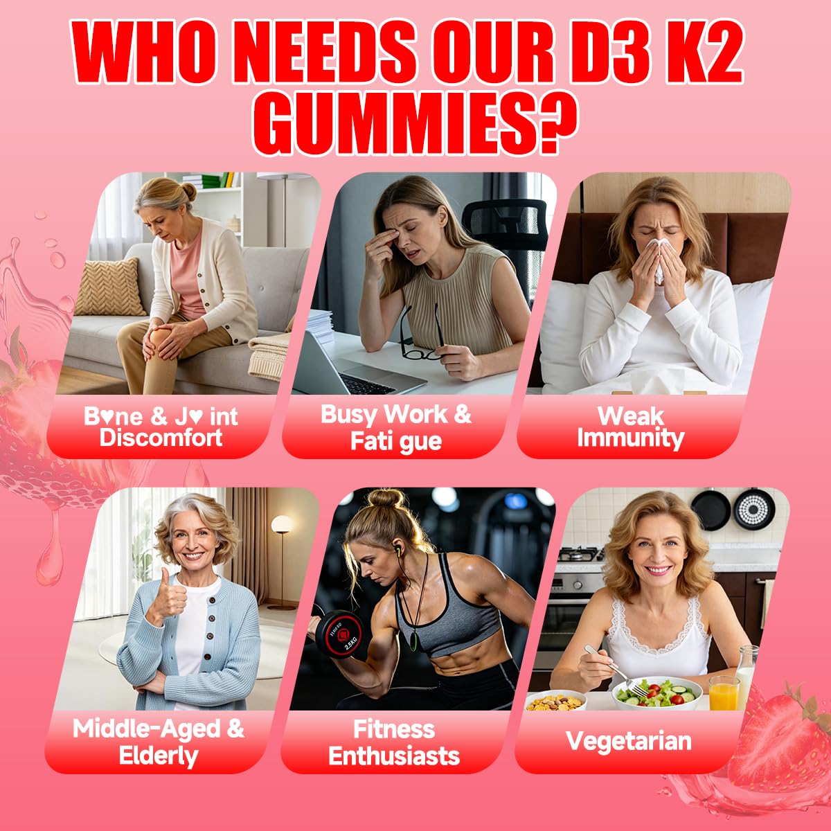 BSSTABBON Vitamin D3 K2 Gummies 10000IU for Women High Calcium Absorption, 120 Gummies