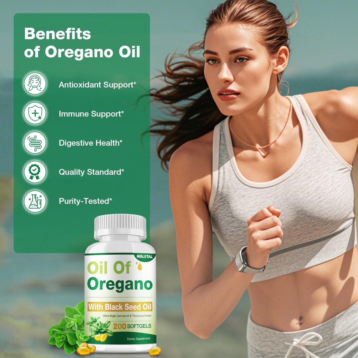 MSLOTAL Oil of Oregano with Black Seed Oil Softgels 400