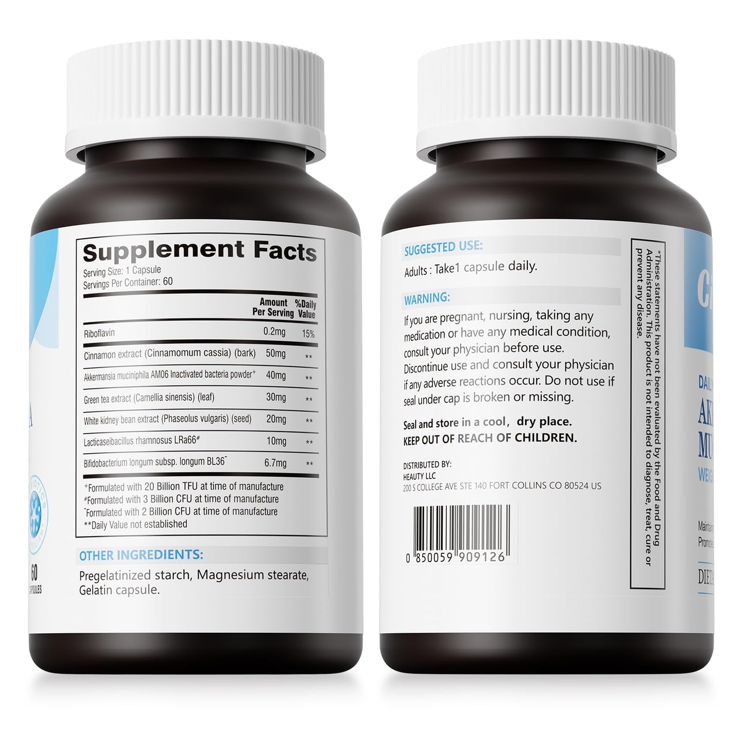 Ciyive Akkermansia muciniphila Probiotic Supplement 1000 mg, 60 Capsules