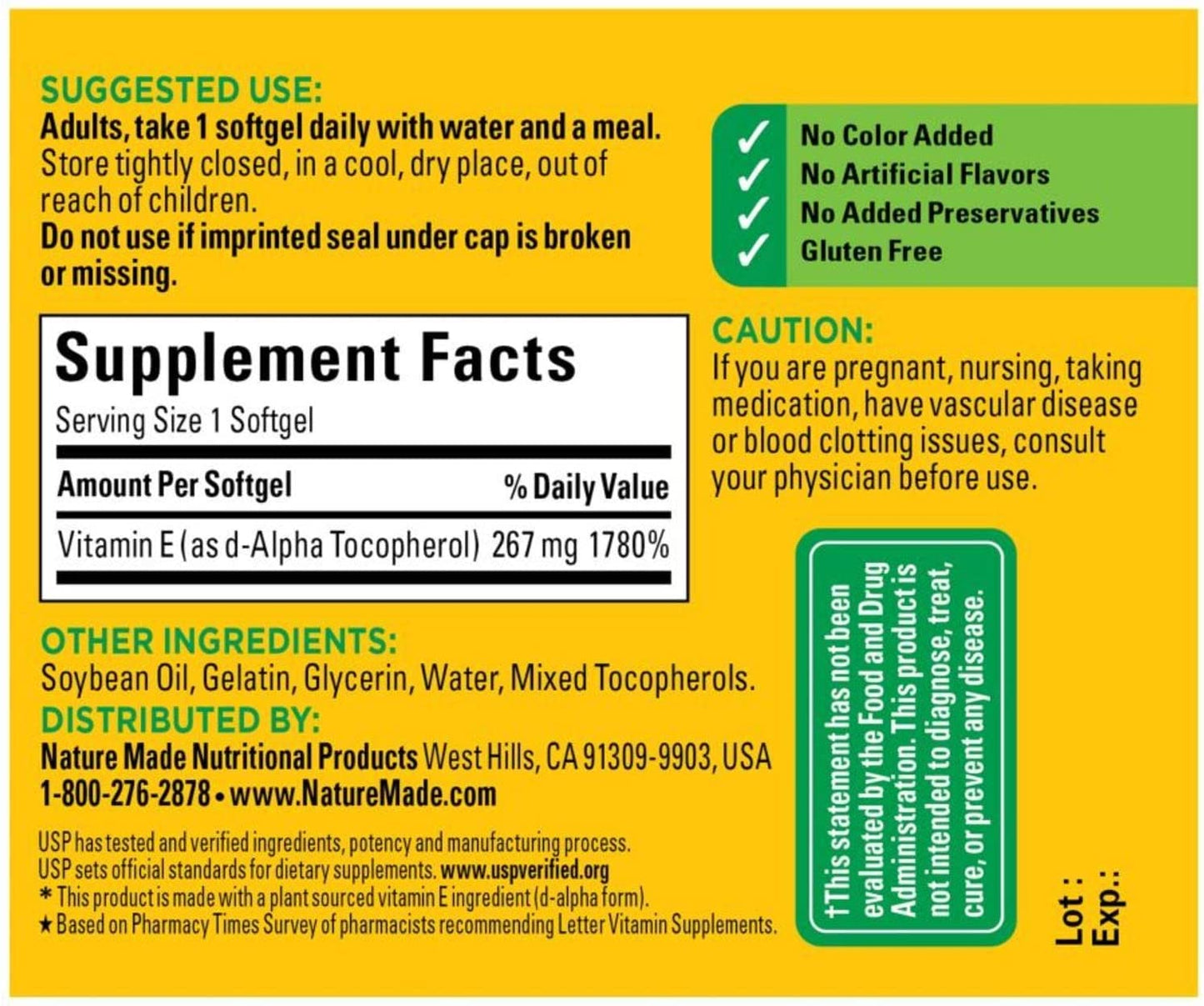 Nature Made Vitamin E 400 IU Softgels 200