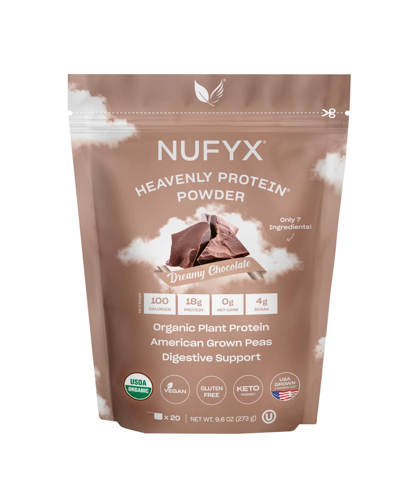 NUFYX Heavenly Protein Powder 9.6 Ounce (Dreamy Chocolate, 20 Scoops)