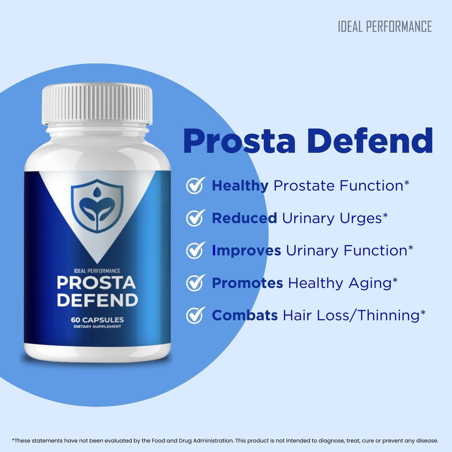 IDEAL PERFORMANCE Prosta Defend Prostate Health Supplement Capsules, 60 Count
