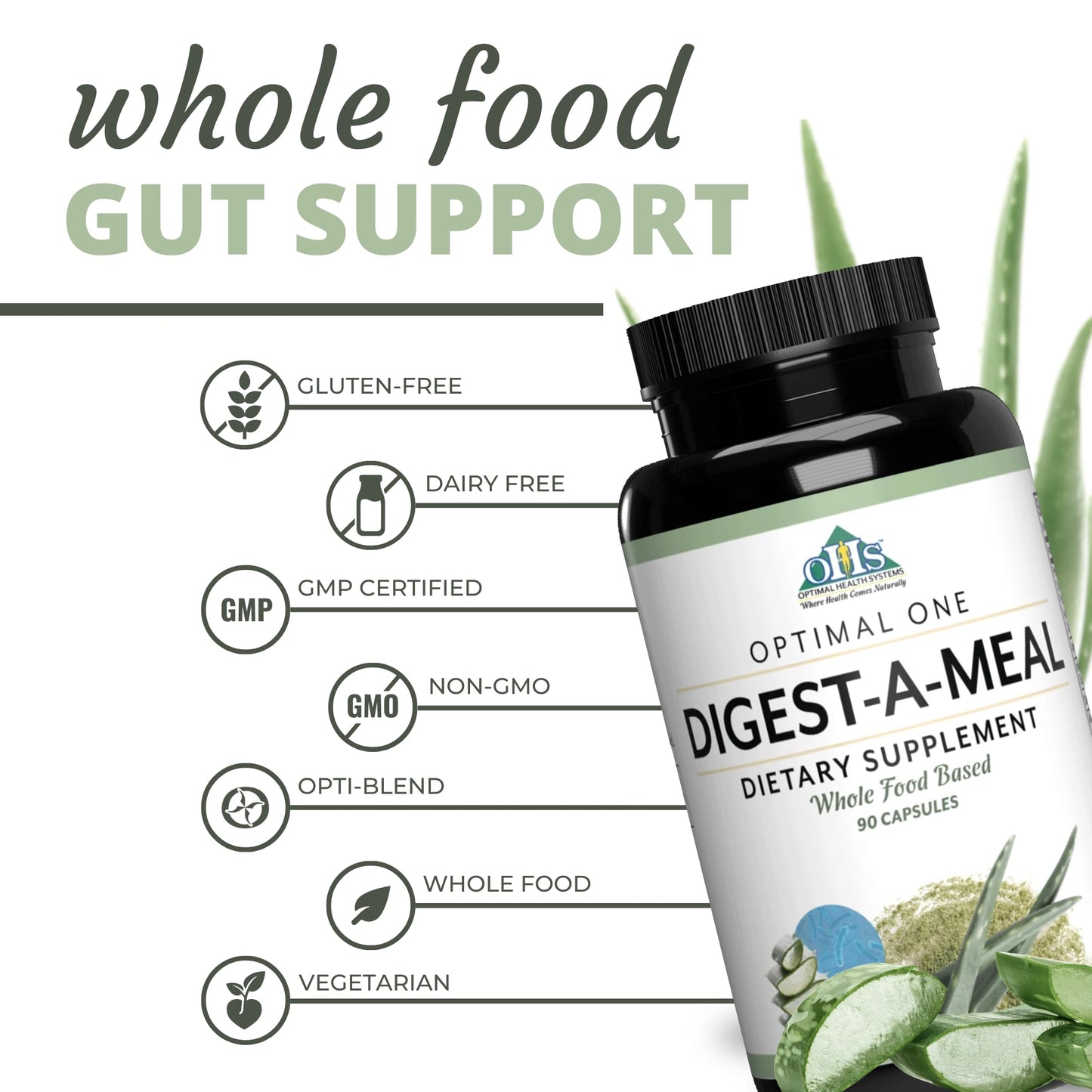 Optimal Health Systems Digest-A-Meal Enzyme and Probiotic, 90 Capsules