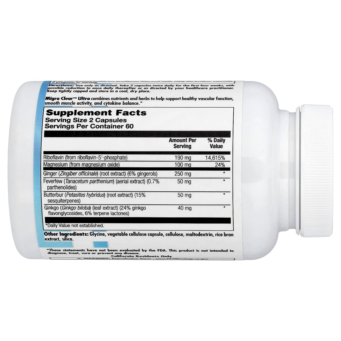 Nutra BioGenesis Ultra Migra-Clear Veg Capsules 120 Count