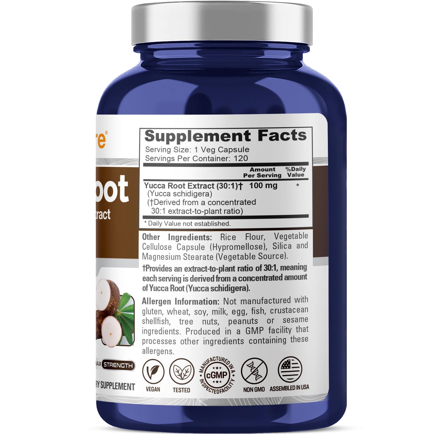 NusaPure Yucca Root 100 mg Capsules, 120 Count