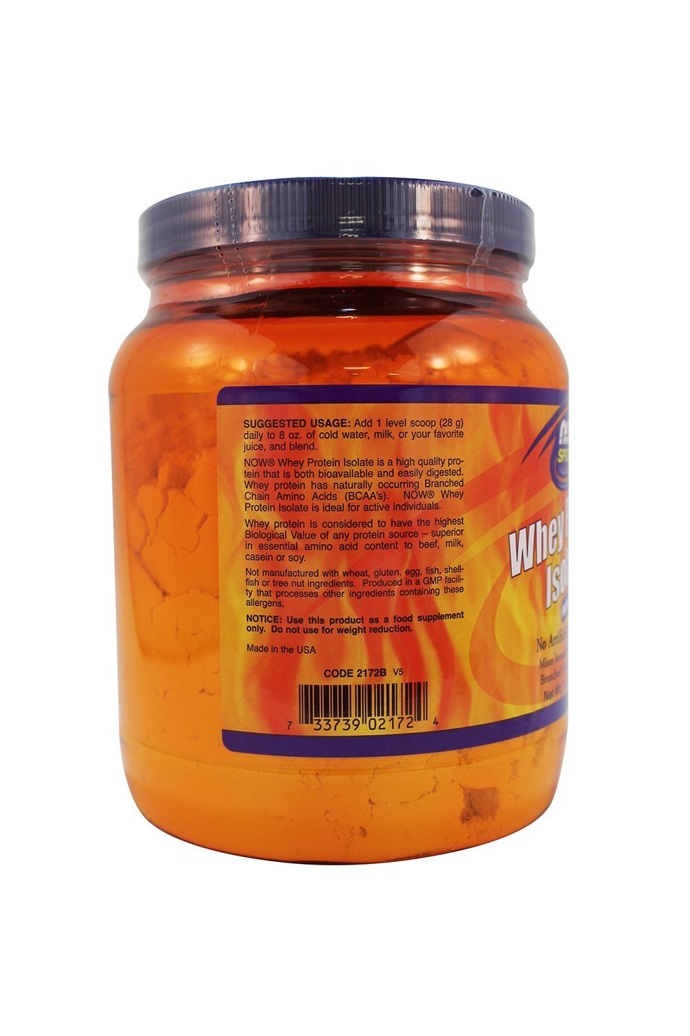 NOW Foods Whey Protein Isolate Unflavored Powder, 2 Pack