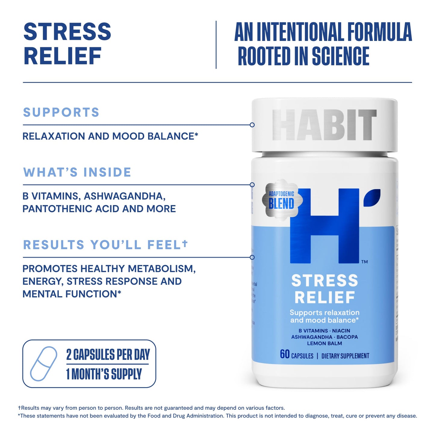 H' Habit Habit Stress Relief Supplement Capsule 60 Count