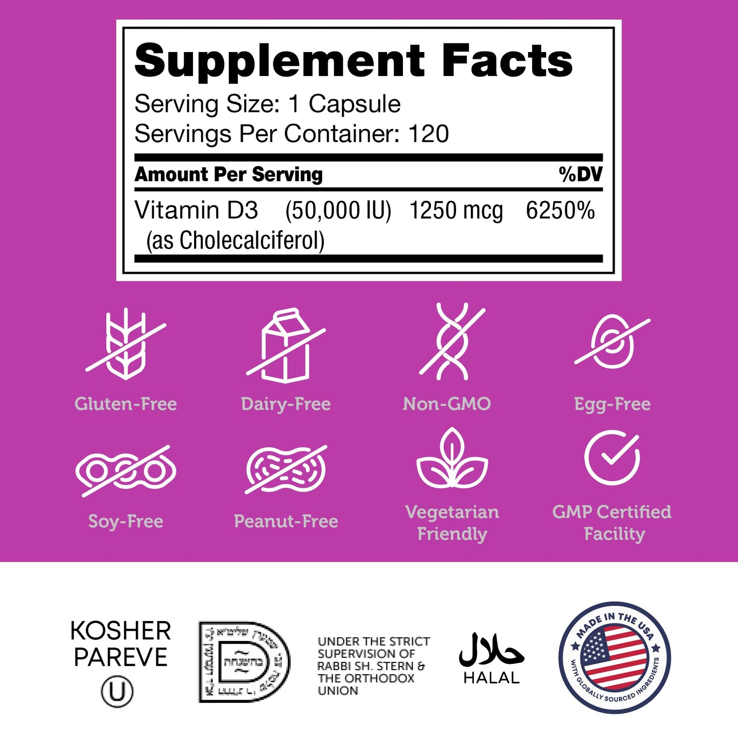 Zahler Advanced Vitamin D3 50000 IU Capsules, 120 Count