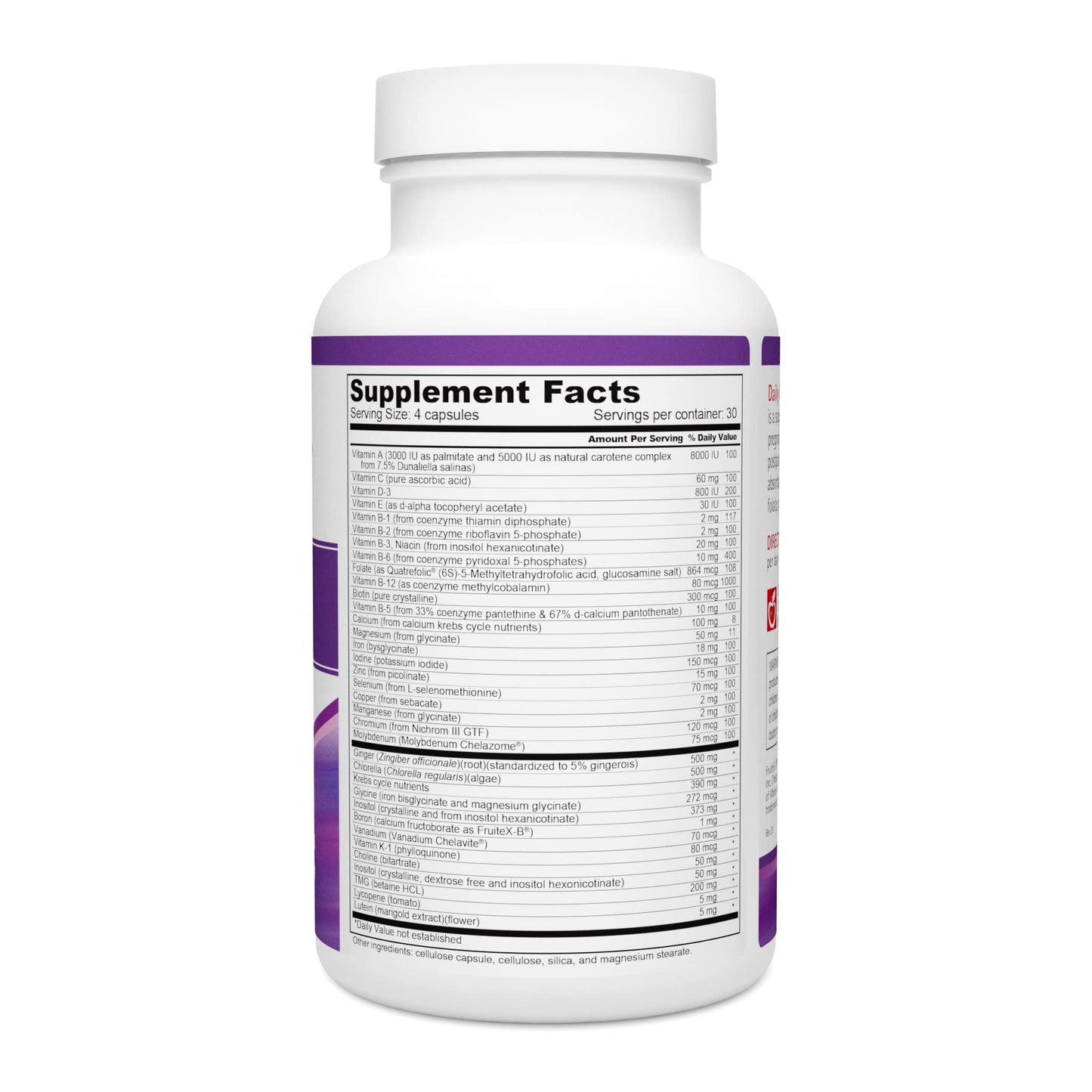 Wellness Resources Daily Prenatal Multivitamin with Methylated Folate, Zinc, Iron Bisglycinate, Choline & Key Nutrients, Capsules, 120 Count