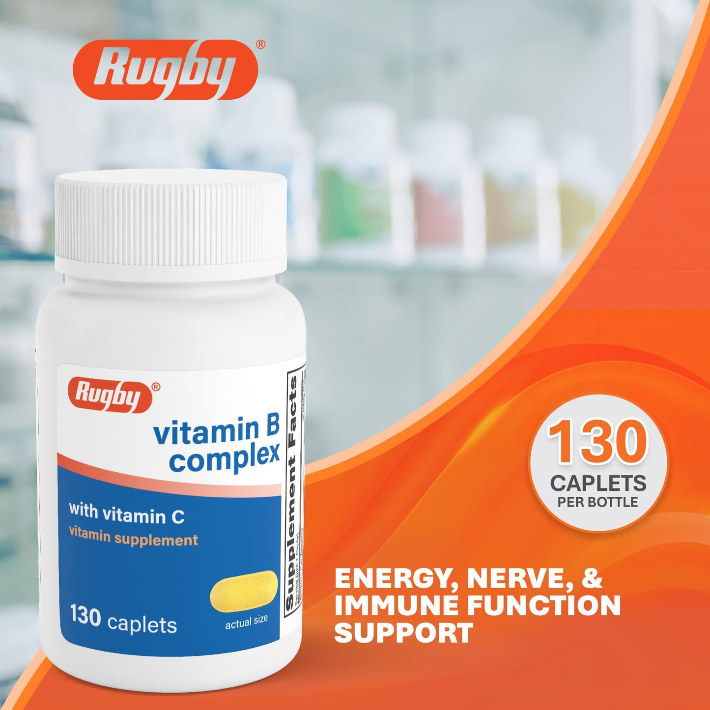 Rugby Laboratories Vitamin B Complex with Vitamin C Caplets 130