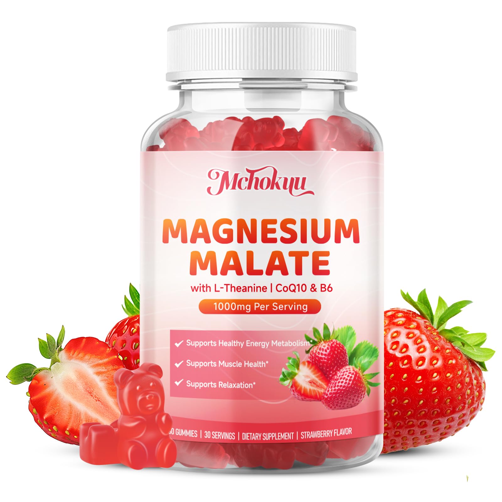 Mchokuu Magnesium Malate Gummies 1000mg, 60 Count