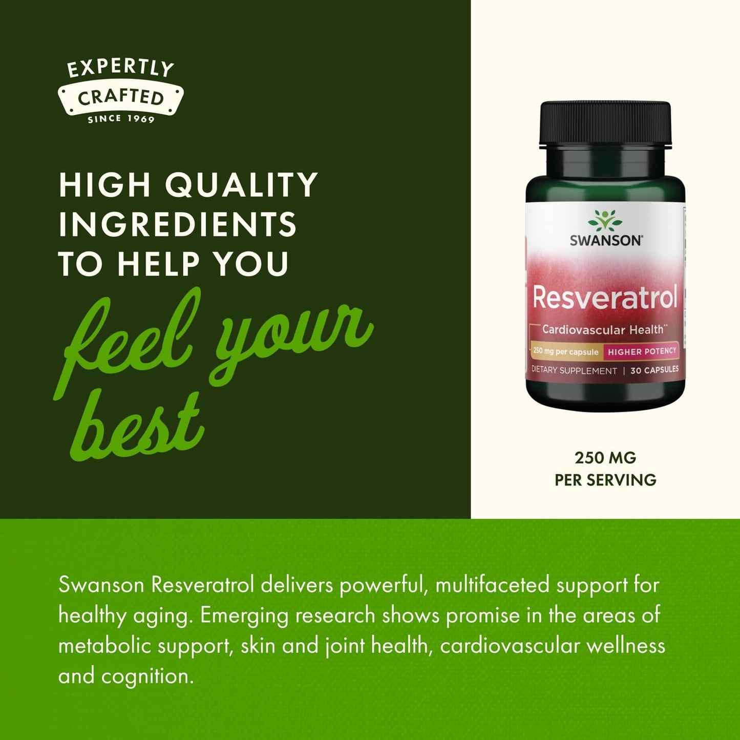 Swanson Ultra Resveratrol Higher Potency 250 mg Capsule 90 Count