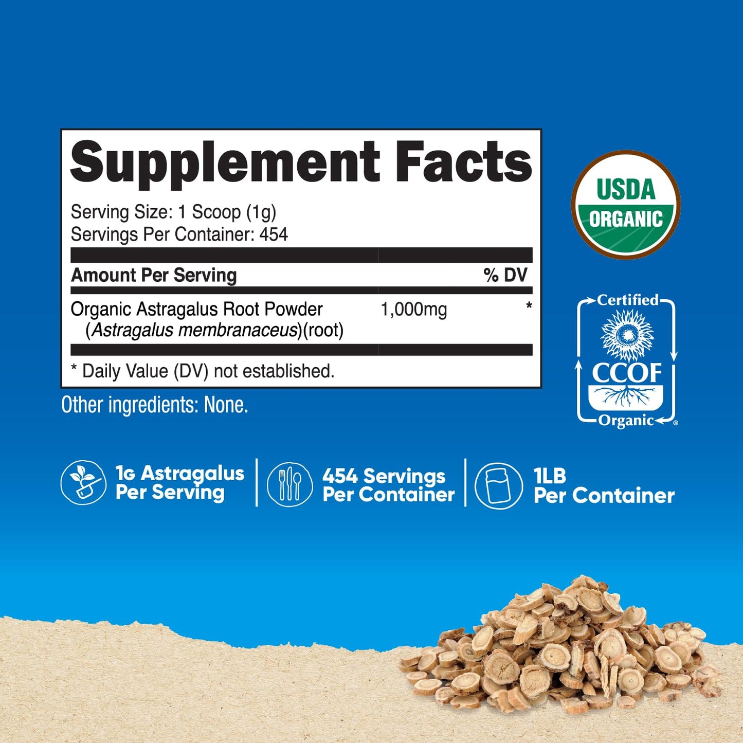 Nutricost Organic Astragalus Root Powder 16.2 Ounce