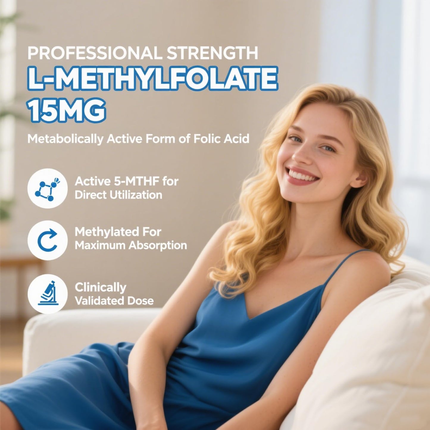 JOVITHEA L-Methylfolate 15mg with Methyl B12, Folate 5-MTHF Supplement for Mood, Brain Health, Cognition & Immunity Gummies 120 Count