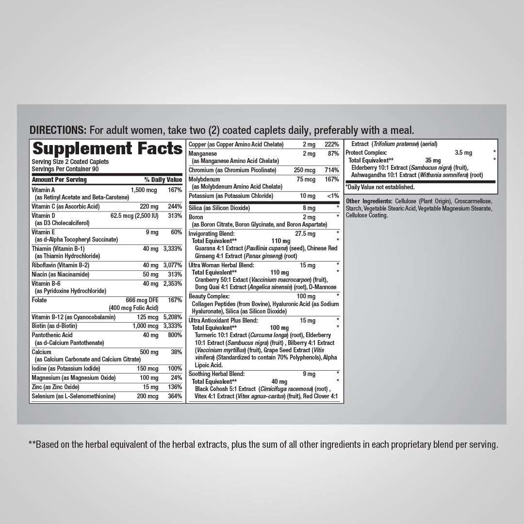 Piping Rock Multivitamin for Women Caplets 180 Count