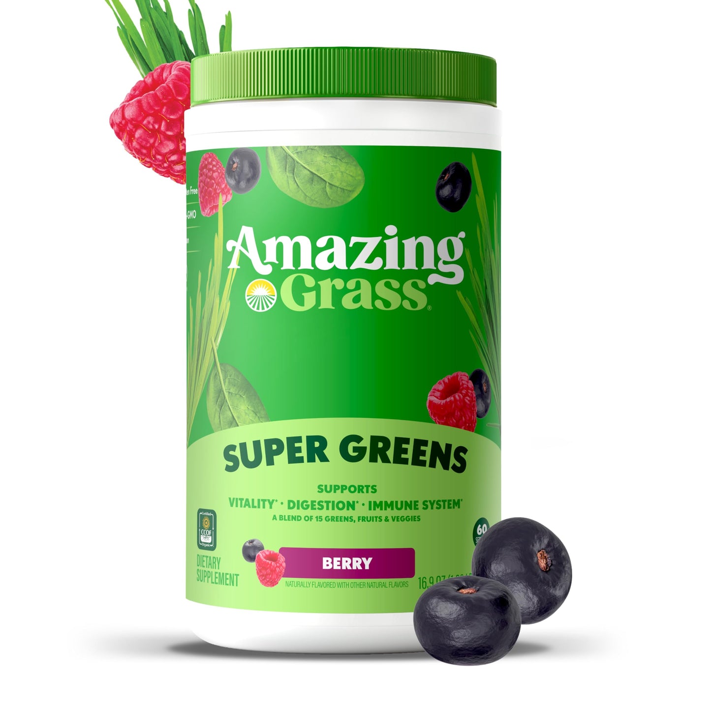 Amazing Grass Super Greens Powder Berry, 17 Servings