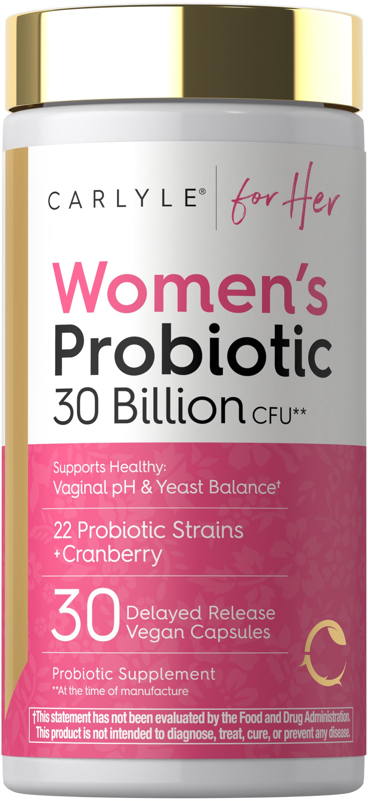 Carlyle Women's 30 Billion CFU Probiotic Capsules, 30 Count