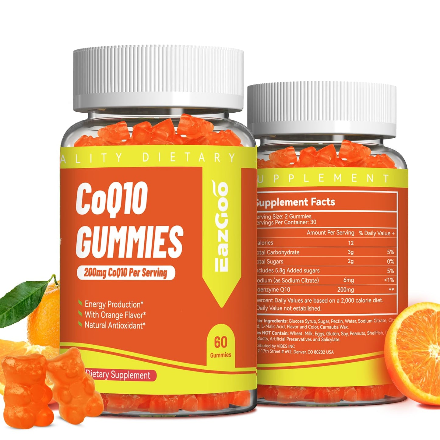 EAZGOO CoQ10 Gummies 200mg, 120 Gummies