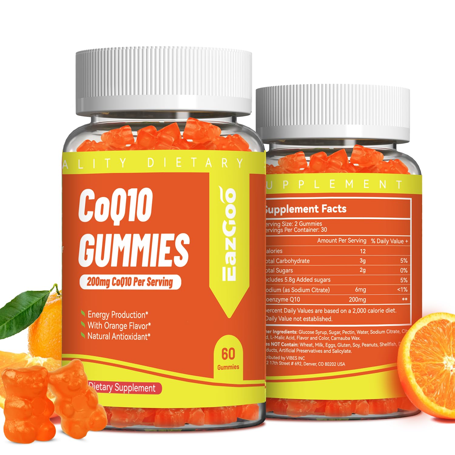 EAZGOO CoQ10 Gummies 200mg, 120 Count
