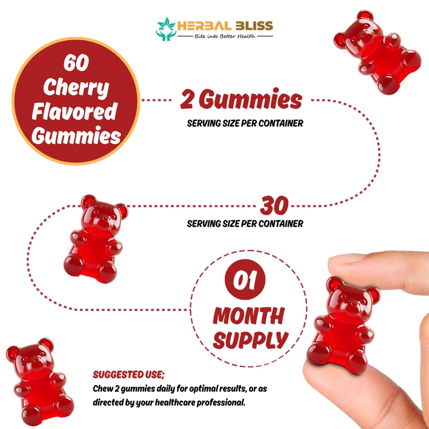 Herbal Bliss Iron Bisglycinate Gummies, 60 Count