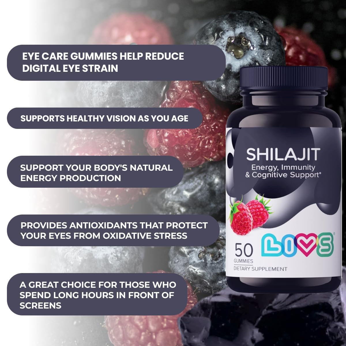 LIVS Himalayan Shilajit Gummies, 100 Count