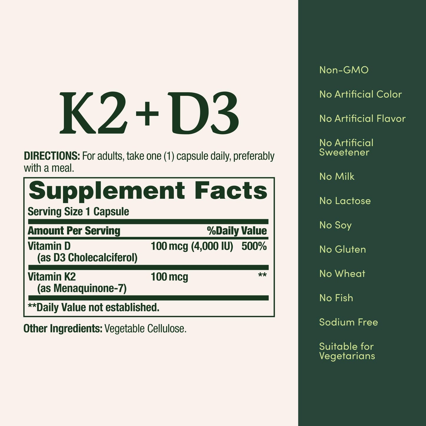 Nature's Bounty Vitamin D3 K2 Supplement, 30 Capsules