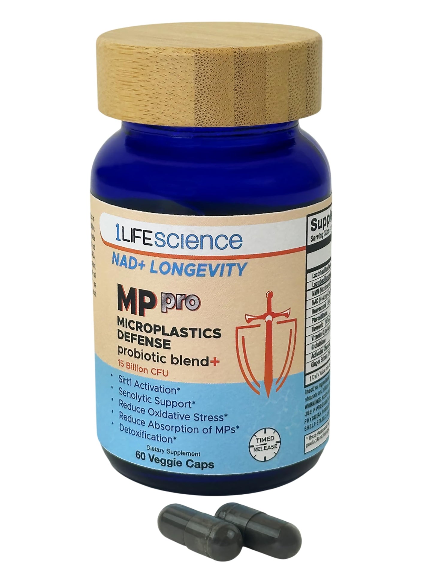 1LifeScience Daily Gut and Cellular Health Support Probiotic + NMN Supplement Supports Digestive Health, Healthy Aging and Everyday Wellness Veggie Capsules, 60