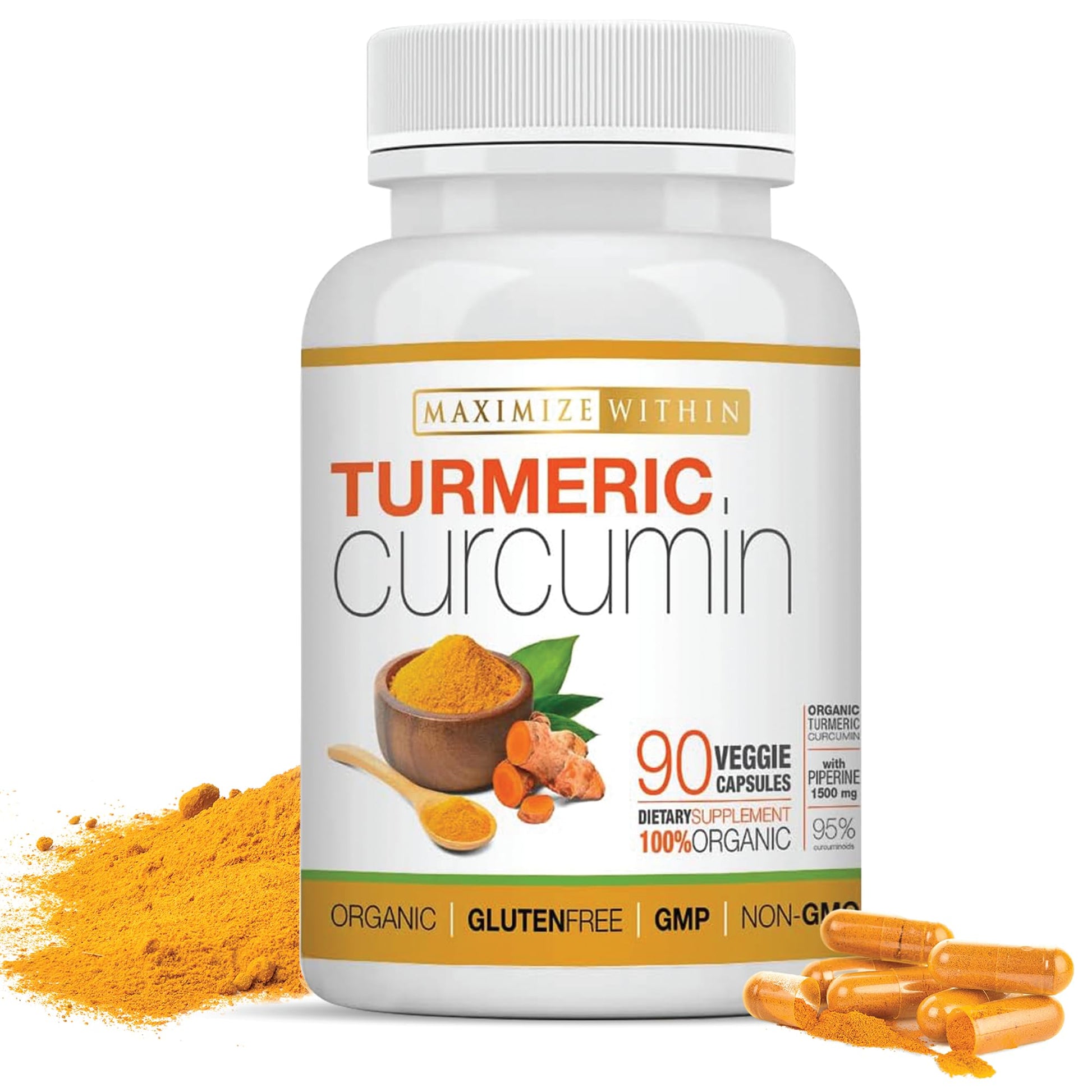 Maximize Within Turmeric Curcumin with Piperine 1500mg Capsule, 90 Count