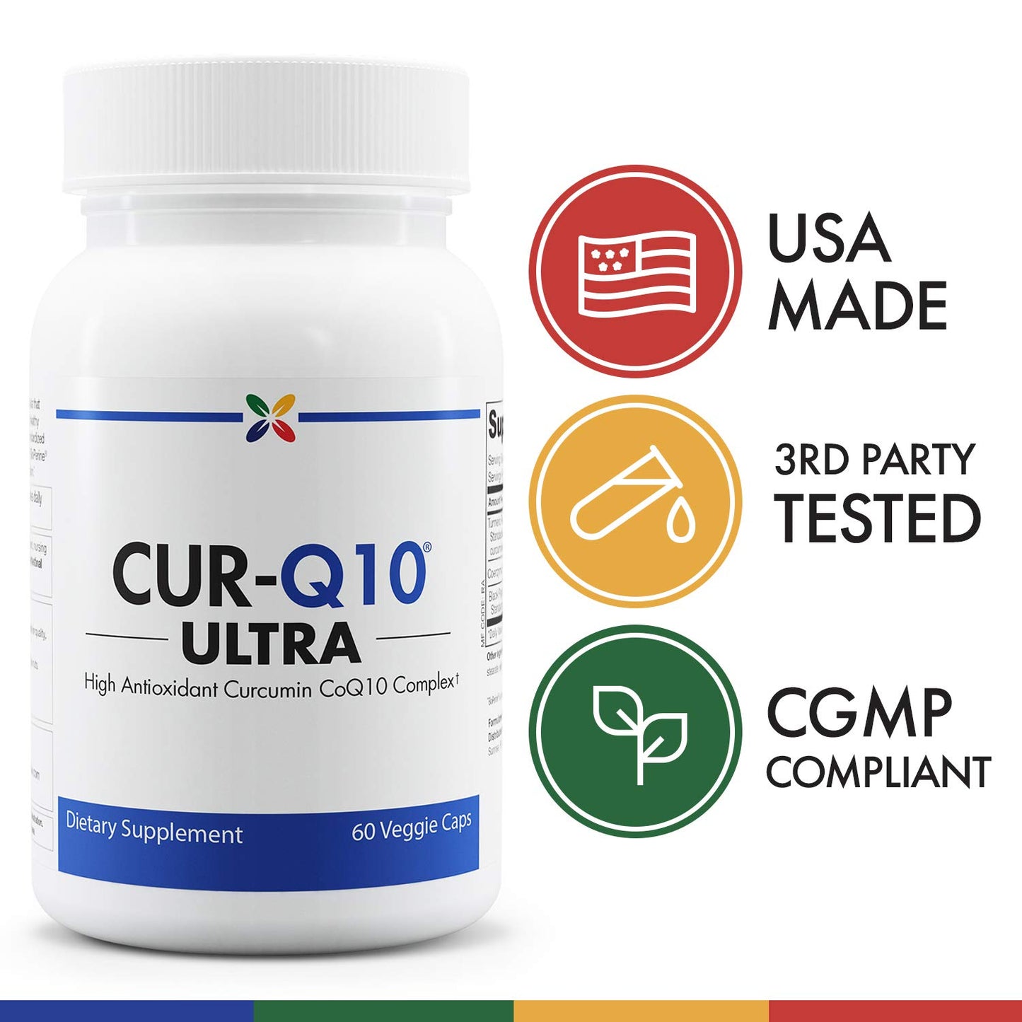 Stop Aging Now CUR-Q10 Ultra Complex Curcumin2K & MAX-Q10 CoQ10 Capsules 180 Count