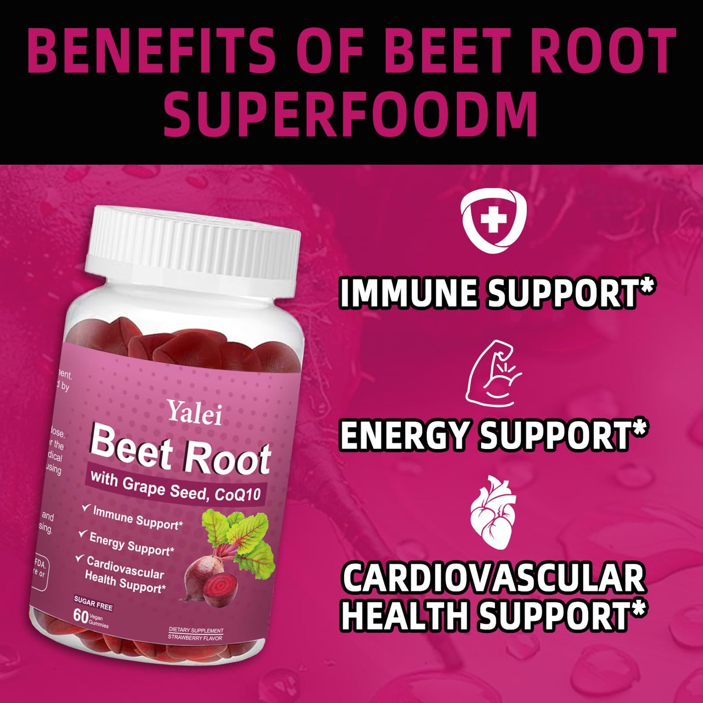 Yalei Beet Root Gummies for Blood Pressure Gummy, 60 Count