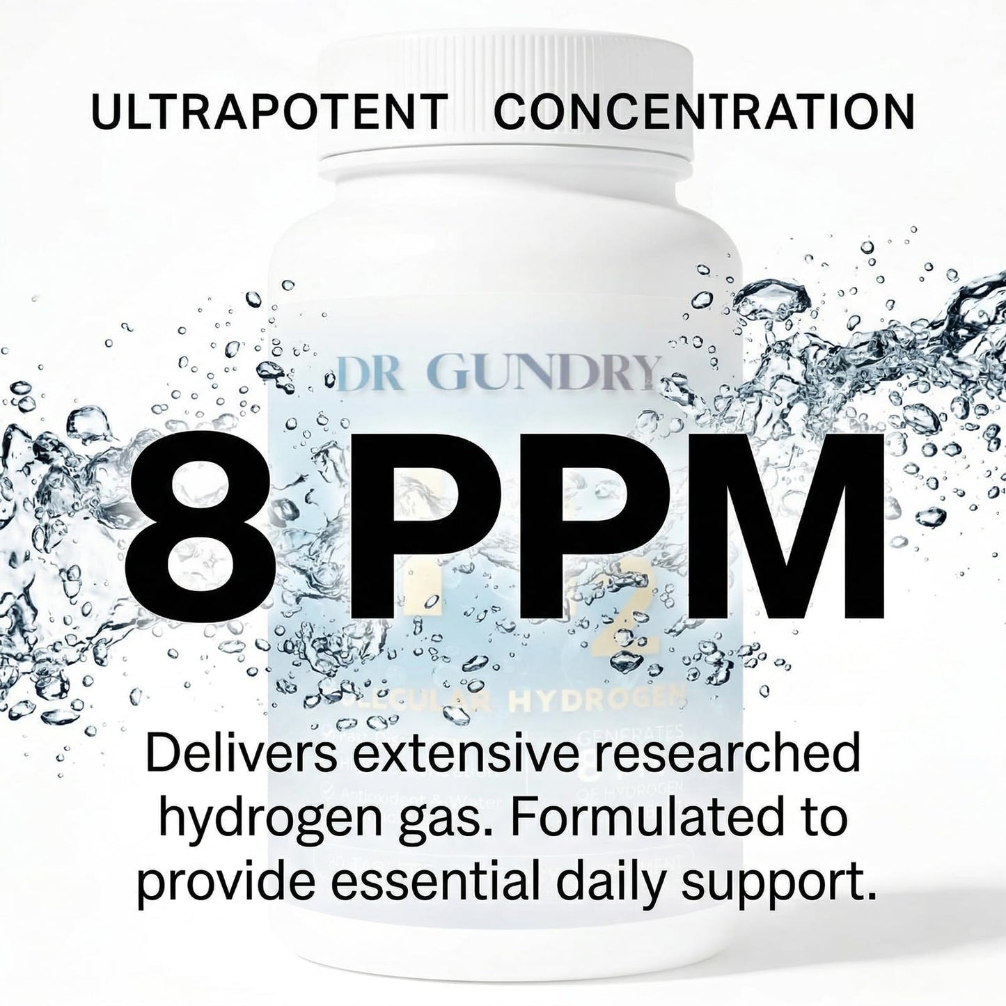DR GUNDRY Hydrogen Water Tablets with Elemental Magnesium - GMO-Free, Gluten-Free & Soy-Free, 1 Tablet