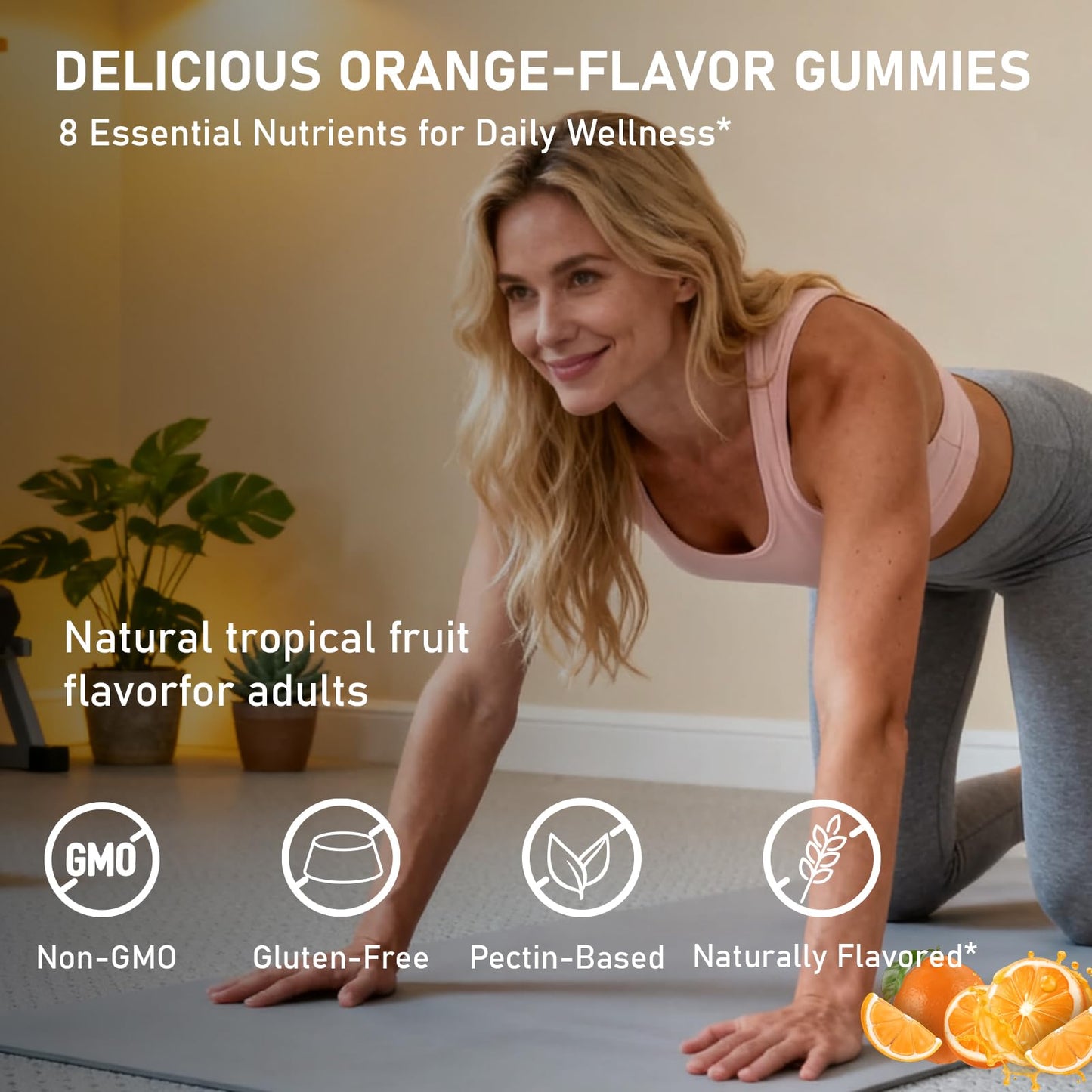 Fruitoday Iron Gummies with Vitamin C, B6, B12 and Folate - Gentle Ferrous Bisglycinate, Orange Flavor, 60 Gummies