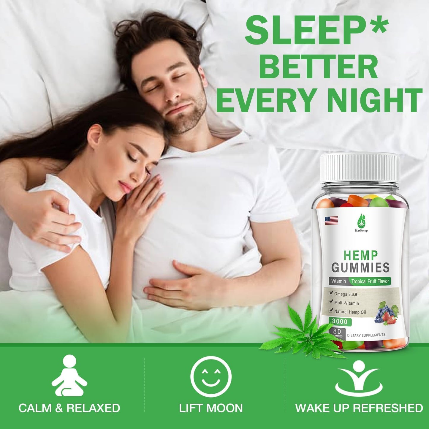 MaxHemp Hemp Gummies for Pain, Sleep, Anxiety, 240 Count